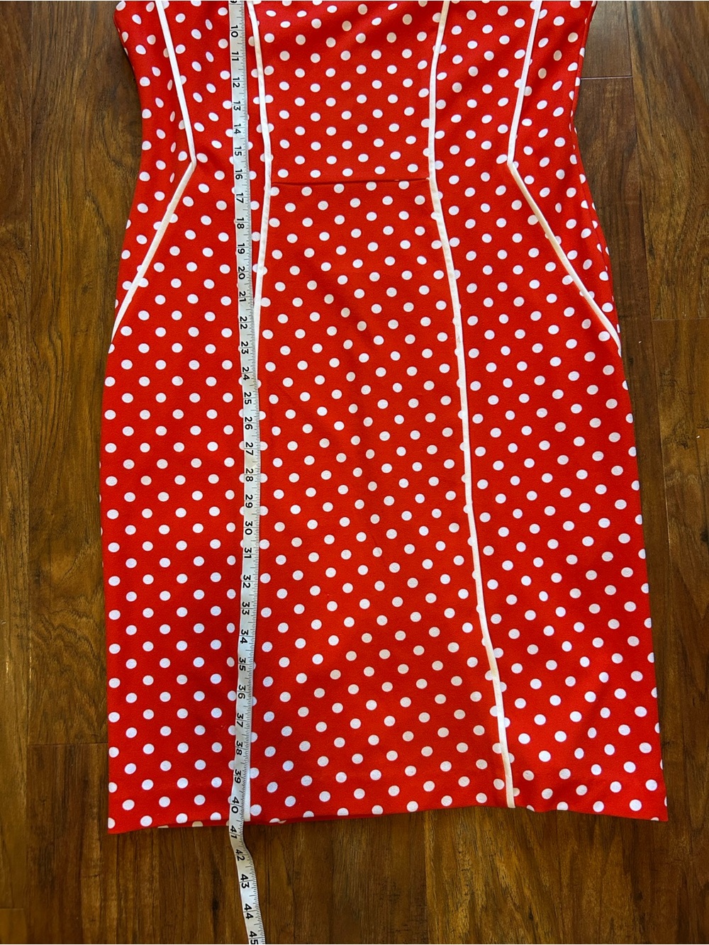 Red  and White Polka Dot Midi Dress 70s Inspired Retro Costume Modest Summer - Picture 7 of 9